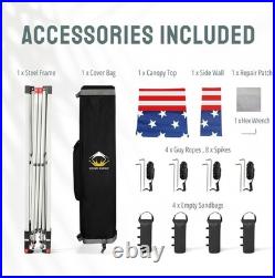 10X10 Pop up Canopy with 1 Side Wall Beach Tent with One Push Setup Outdoor