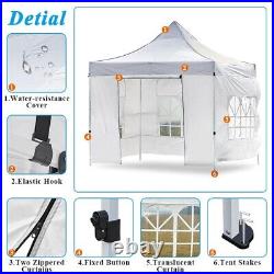 10X10' White Outdoor Pop Up Tent Canopy Gazebo 4 Sides Heavy Duty Waterproof