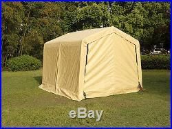 10X10X8ft Auto Storage Logic Shelter Car Garage Steel Carport Canopy Tent Beige