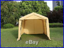 10X10X8ft Auto Storage Logic Shelter Car Garage Steel Carport Canopy Tent Beige