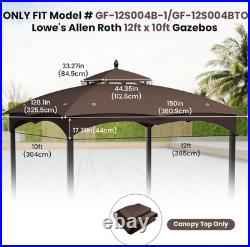 10X12Ft Canopy Replacement Top for Lowe'S Allen Roth Gazebo #GF-12S004B-1, Two T