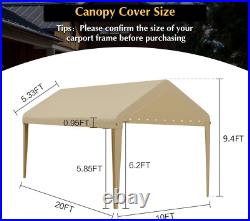 10X20 Canopy Replacement Cover, Carport Replacement Canopy Top Cover for 10' X 2