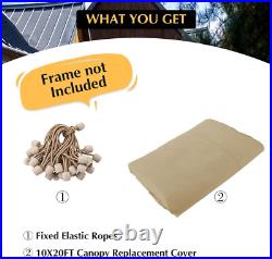 10X20 Canopy Replacement Cover, Carport Replacement Canopy Top Cover for 10' X 2