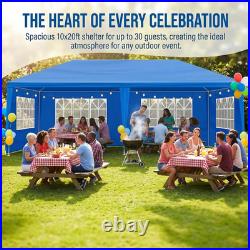 10X20 Canopy Tent Party Tent with 6 Sidewalls, Blue