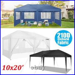 10X20' EZ Pop Up Gazebo Canopy Garden Party Tent Heavy Duty + 6 Removeable Walls
