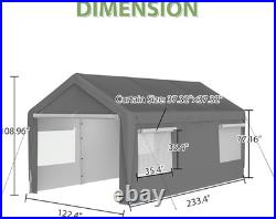 10X20 FT Heavy Duty Boat Car Canopy Garage with Removable Sidewalls and Roll-Up