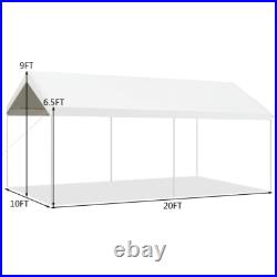 10X20 FT Steel Frame Canopy Shelter Waterproof Car Carport Garage Tent White
