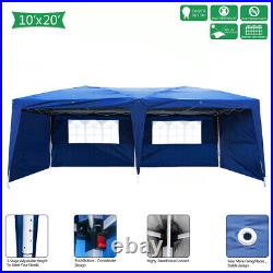 10X20' Outdoor EZ Pop Up Tent Folding Gazebo Wedding Party Canopy With 4 Sides