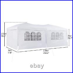 10X20' Pop Up Canopy Gazebo Tent Wedding Party 4 Side Outdoor Sunshade White