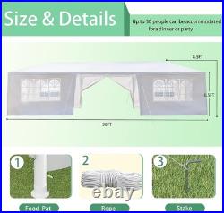 10X30FT White Party Canopy Tent, Outdoor Tent with 8 Removable Sidewalls
