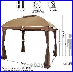 10ftx10ft Outdoor Canopy Tent Adjustable Height Patio Gazebo Tent with Netting