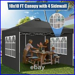 10ftx10ft Pop up Canopy Outdoor Instant Commercial Tent Heavy Duty Gazebo Black