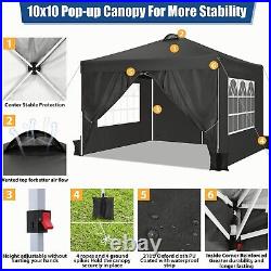 10ftx10ft Pop up Canopy Outdoor Instant Commercial Tent Heavy Duty Gazebo Black