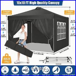 10ftx10ft Pop up Canopy Outdoor Instant Commercial Tent Heavy Duty Gazebo Black