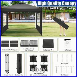 10ftx10ft Pop up Canopy Outdoor Instant Commercial Tent Heavy Duty Gazebo Black