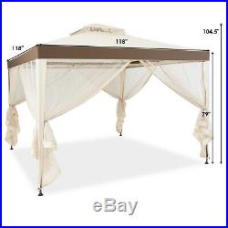 10x 10 Canopy Gazebo Tent Shelter WithMosquito Netting Outdoor Patio Beige
