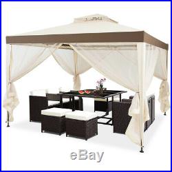 10x 10 Canopy Gazebo Tent Shelter WithMosquito Netting Outdoor Patio Beige