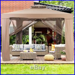 10x 10 Canopy Gazebo Tent Shelter WithMosquito Netting Outdoor Patio Coffee