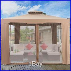 10x 10 Canopy Gazebo Tent Shelter WithMosquito Netting Outdoor Patio Coffee