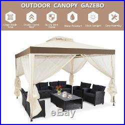 10x 10 Canopy Gazebo Tent Shelter withMosquito Netting Outdoor Lawn Patio Beige