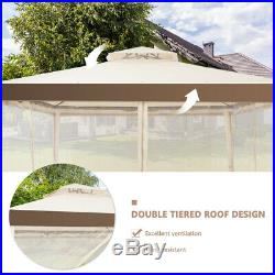 10x 10 Canopy Gazebo Tent Shelter withMosquito Netting Outdoor Lawn Patio Beige