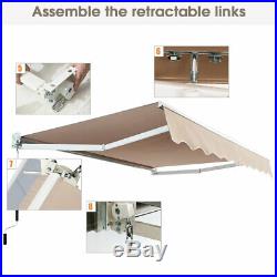 10x 8 Retractable Awning Aluminum Patio Sun Shade Awning Cover withCrank Handle