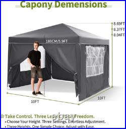10x10/10x20ft Pop Up Canopy Tent with Sidewalls&Frame, Commercial Outdoor Canopy