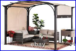 10x10/12x9 Ft Outdoor Arched Pergola Aluminum Pergola with Retractable Canopy
