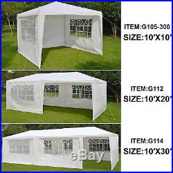 10x10/20/30 BBQ Gazebo Pavilion White Canopy Wedding Party Tent With Side Walls