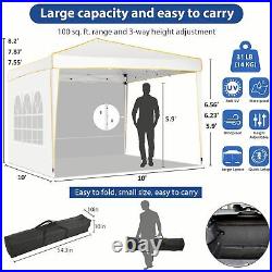 10x10 Canopy Commercial Instant Shelter Outdoor Portable Gazebo with 4 Sidewalls