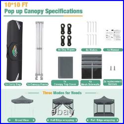 10x10 Canopy Tent, Heavy Duty Pop up Canopy with Sidewalls, Waterproof Easy S