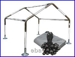 10x10' Carport Canopy Shade Tent Kit + Silver Tarp + 4 Footpads no Legs/Poles