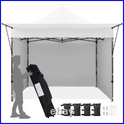 10x10 Commercial Pop-up Canopy Tent with 3 Sidewalls & Adjustable Awning