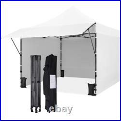 10x10 Commercial Pop-up Canopy Tent with 3 Sidewalls & Adjustable Awning