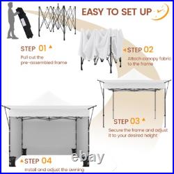 10x10 Commercial Pop-up Canopy Tent with 3 Sidewalls & Adjustable Awning