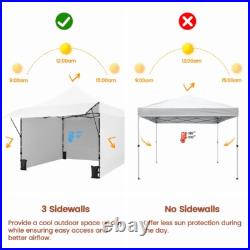 10x10 Commercial Pop-up Canopy Tent with 3 Sidewalls & Adjustable Awning