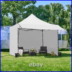 10x10 Commercial Pop-up Canopy Tent with 3 Sidewalls & Adjustable Awning, White