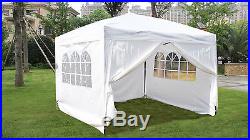 10x10 EZ POP UP 4 WALLS CANOPY PARTY TENT GAZEBO WITH SIDES 6051 White