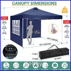 10x10 EZ Pop Up Canopy Tent Adjustable Gazebo with Air Vent/Sidewalls/Sandbags