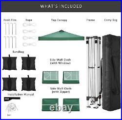 10x10 EZ Pop Up Commercial Instant Canopy Tent Outdoor Party Gazebo + 4 Sidewall