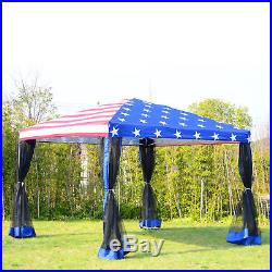 10x10 EZ Pop Up Party Wedding Tent Patio Gazebo Canopy Outdoor Mesh US Flag Bag