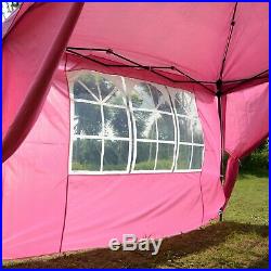 10x10 FT EZ POP UP CANOPY PARTY GAZEBO TENT INSTANT SETUP with 6 WALLS SIDES Pink