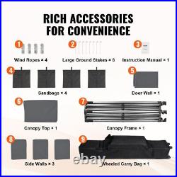 10x10 FT Enclosed Canopy Tent UV Resistant withRemovable Sidewalls Portable