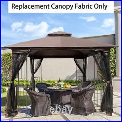 10x10 Ft Patio Double Roof Gazebo Replacement Canopy Top Fabric, Brown