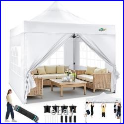 10x10 Heavy Duty Pop Up Canopy Tent with 4 Sidewalls Thicken Frame, Commercia