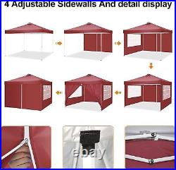 10x10 Pop Up Canopy Picnic Party Tent Waterproof Oxford Cloth Gazebo Red USA
