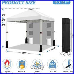 10x10 Pop Up Canopy Tent, 1-Button Push Setup Canopy Tent with 1 Sidewall