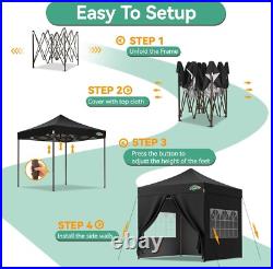 10x10 Pop Up Canopy Tent Heavy Duty with 4 Sidewall, Commercial Outdoor Gazebo\\