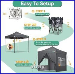 10x10 Pop Up Canopy Tent Heavy Duty with 4 Sidewall, Commercial Outdoor Gazebo