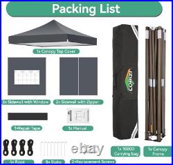 10x10 Pop Up Canopy Tent Heavy Duty with 4 Sidewall, Commercial Outdoor Gazebo#